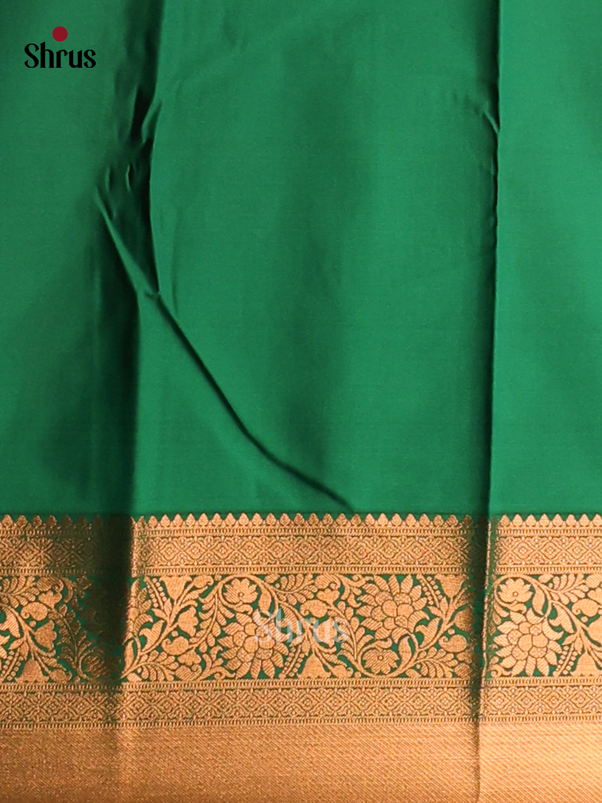 Orange with Green - Semi Kanchipuram Saree - Shop on Shrus.com