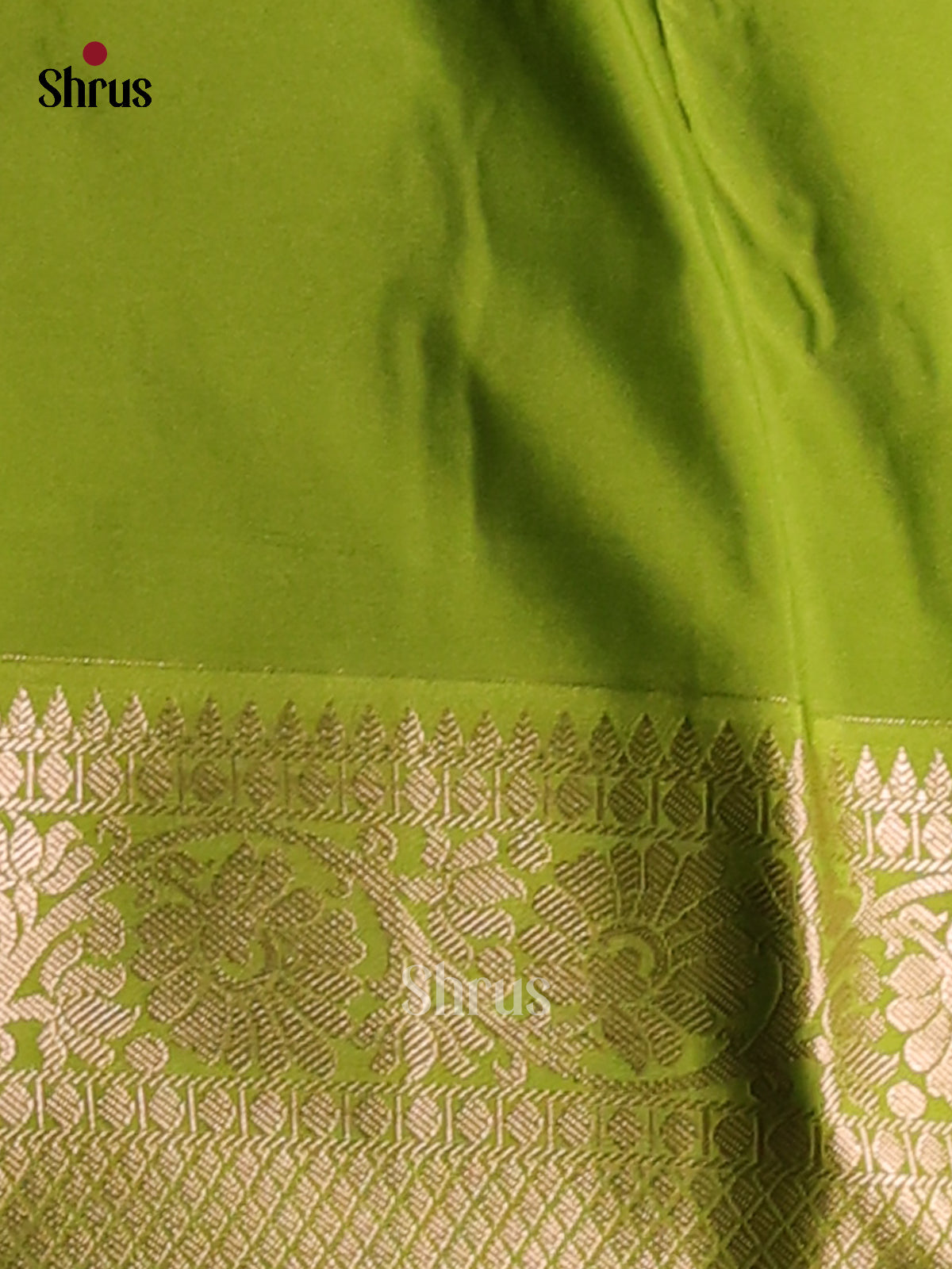 Orange with Green- Semi Kanchipuram Saree - Shop on Shrus.com