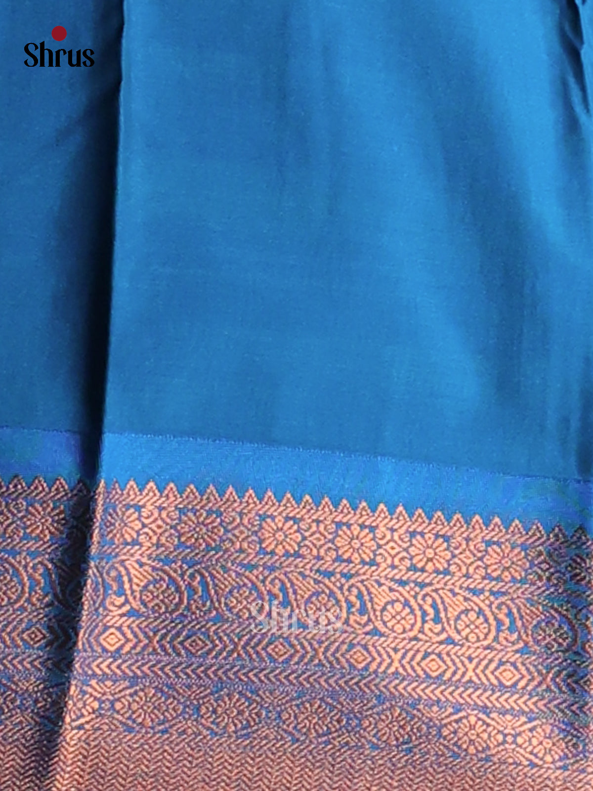 Jamun with Blue - Semi Kanchipuram Saree - Shop on Shrus.com