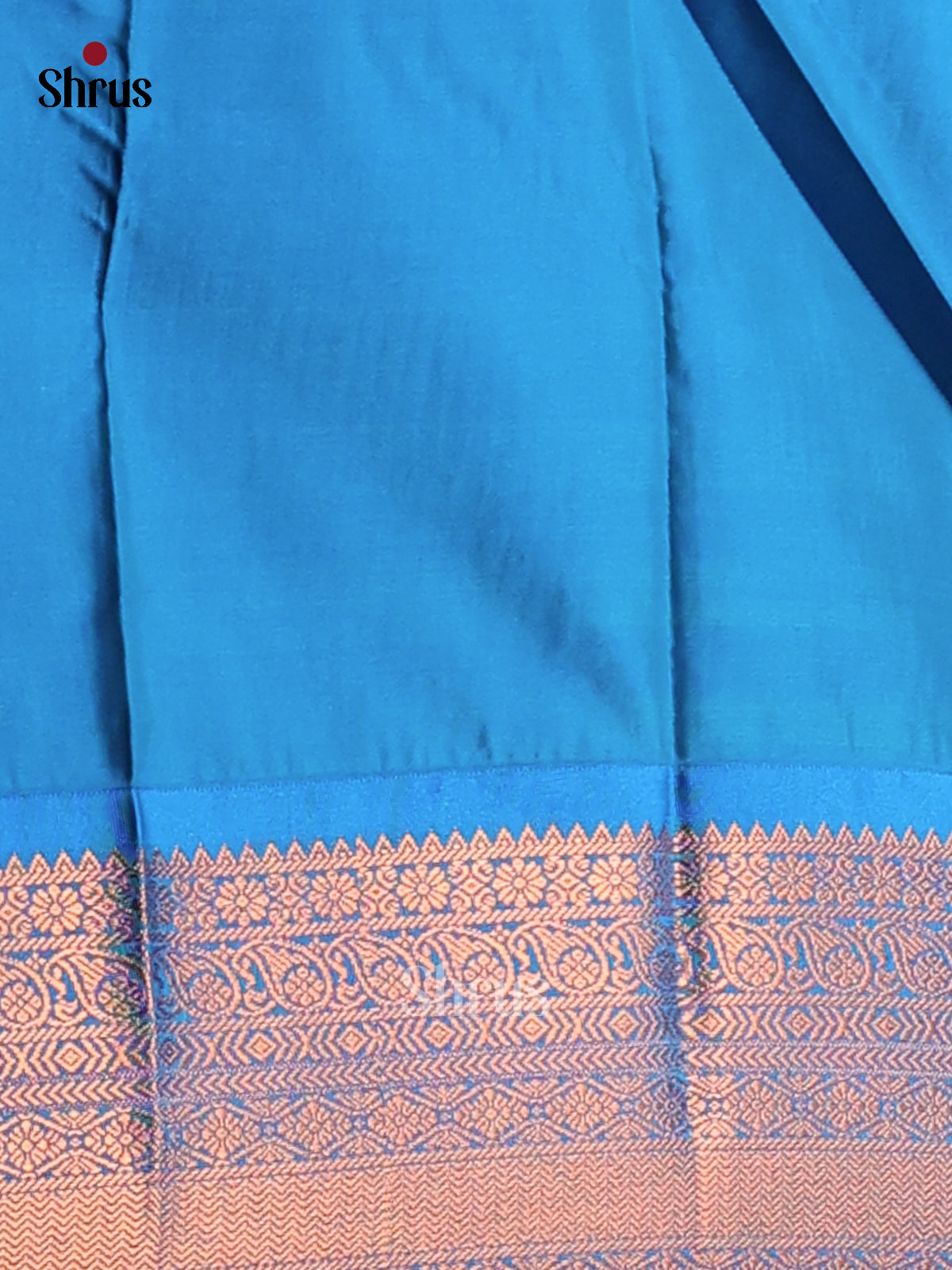 Red with Blue- Semi Kanchipuram Saree - Shop on Shrus.com