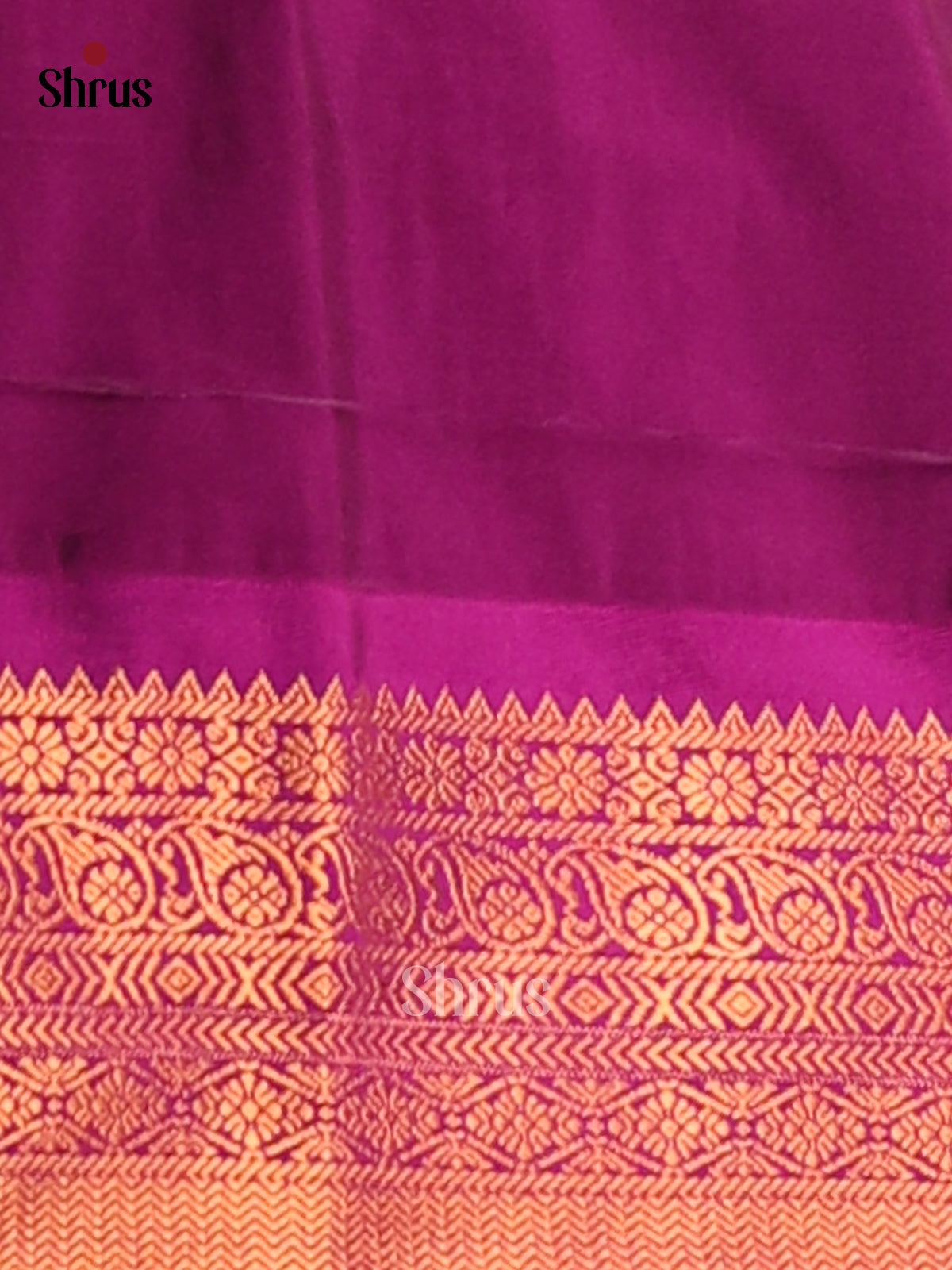 Green with Majenta - Semi Kanchipuram Saree - Shop on Shrus.com
