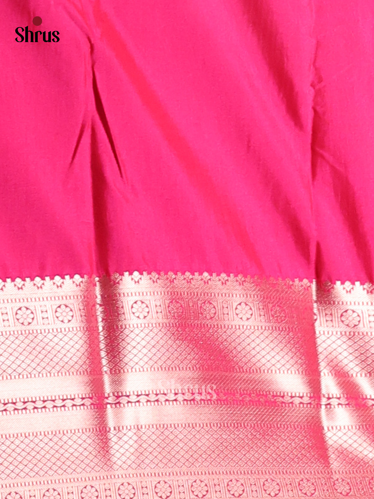 Green with Pink- Semi Kanchipuram Saree - Shop on Shrus.com