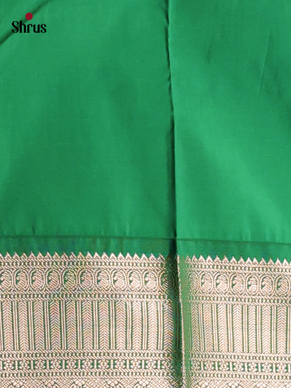 Cream with Green- Semi Kanchipuram Saree - Shop on Shrus.com