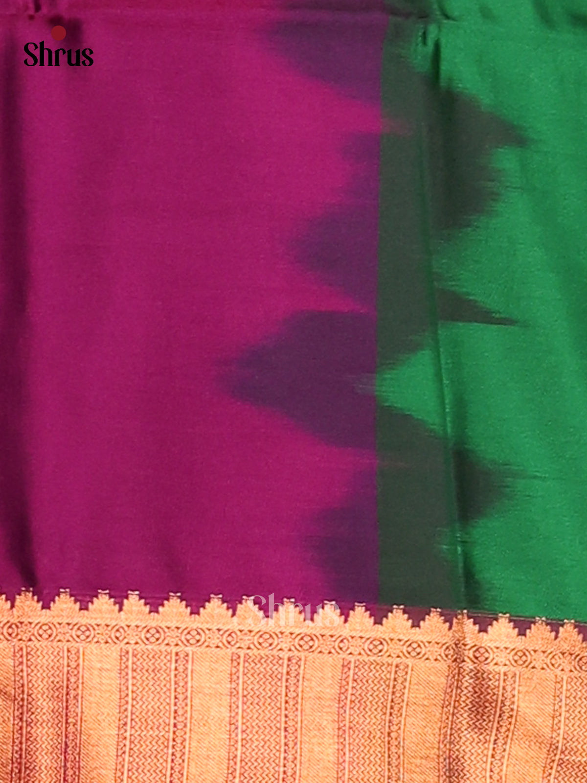 Green & Purple- Korvai Semi Kanchipuram saree - Shop on Shrus.com