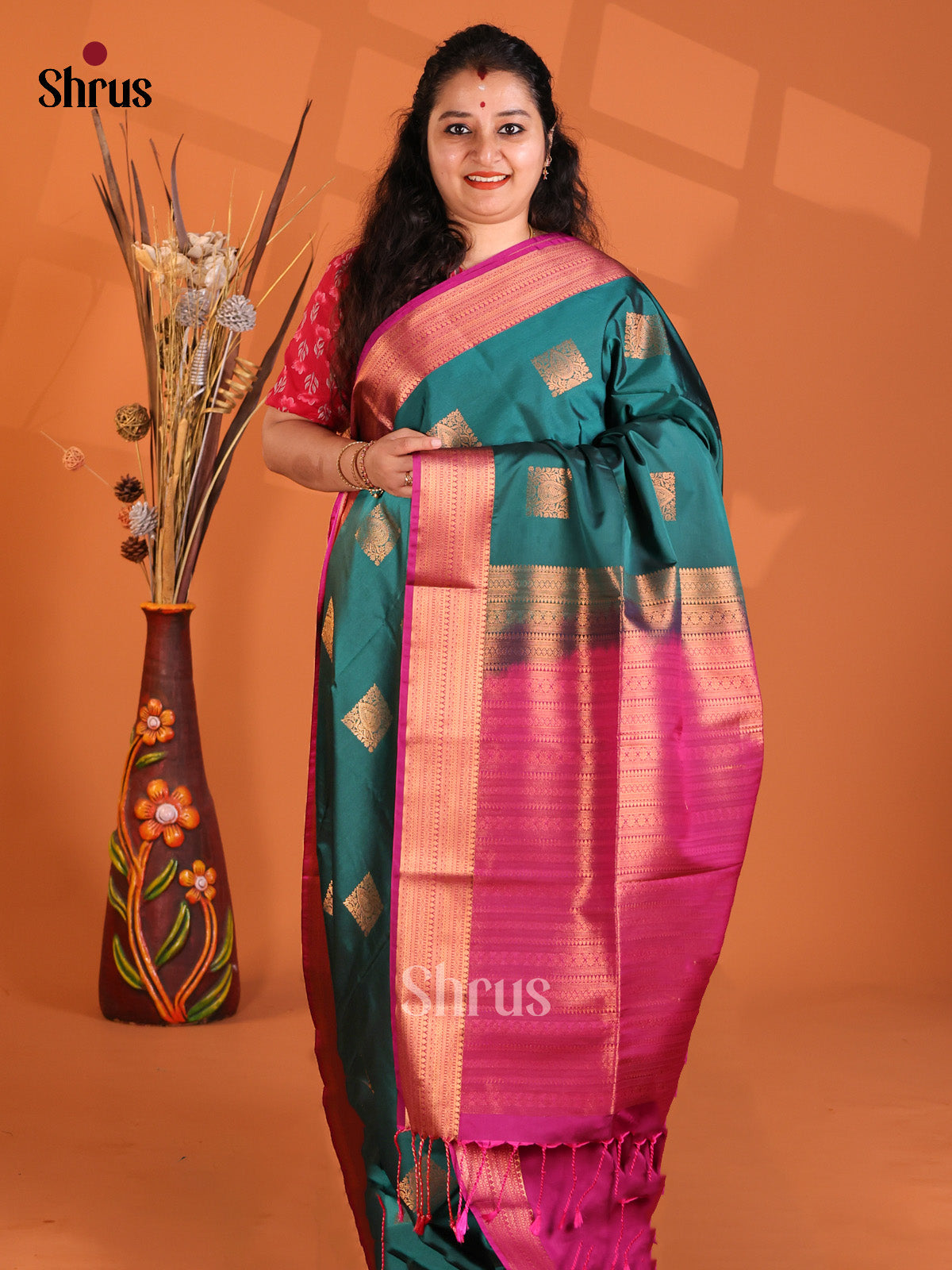 Blue & Purple - Korvai Semi Kanchipuram saree - Shop on Shrus.com
