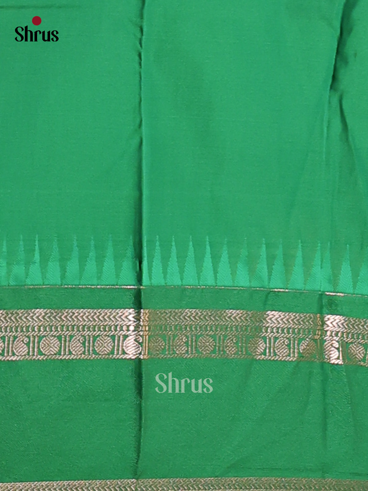 Pink with Green - Semi Kanchipuram Saree - Shop on Shrus.com