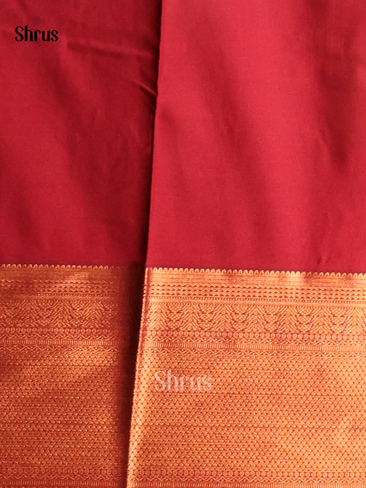 Yellow with Maroon- Semi Kanchipuram Saree - Shop on Shrus.com