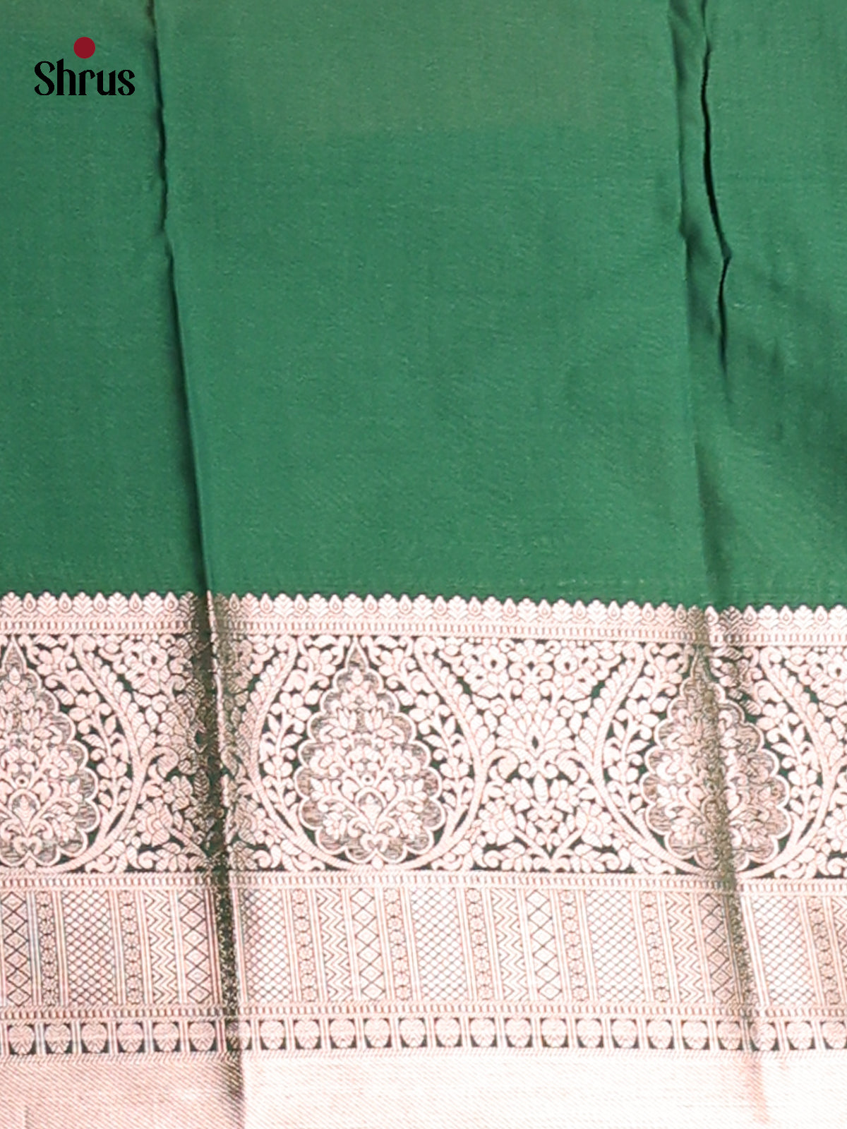 Brick Orange with Green - Semi Kanchipuram Saree - Shop on Shrus.com