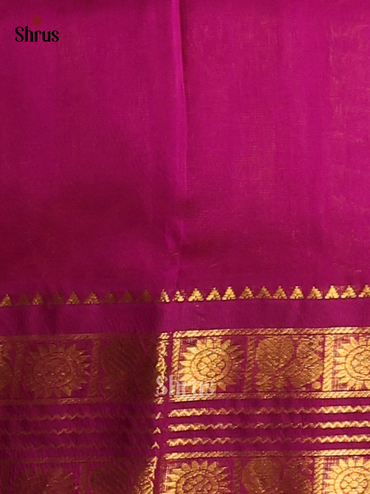 Luminous Yellow Silk Cotton Saree with majenta zari woven pallu - Shop on Shrus.com