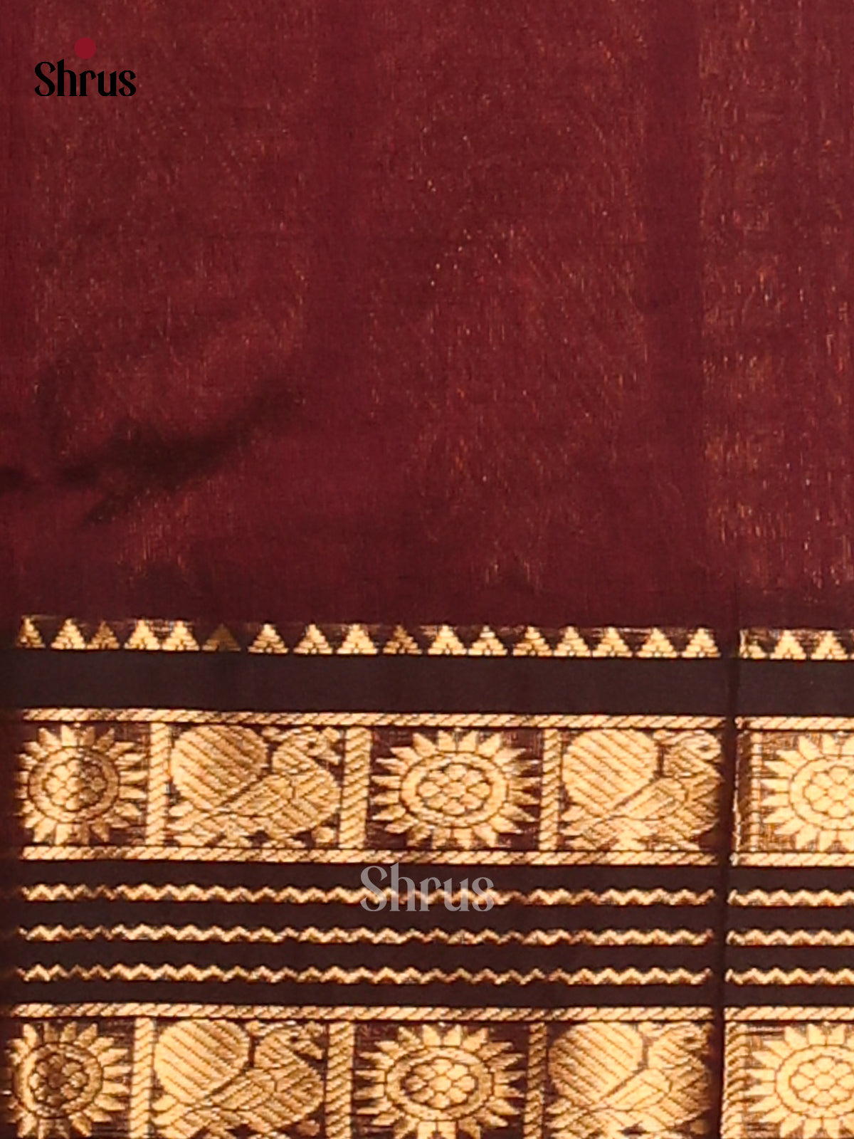 Stunning Peach Silk Cotton Saree with gold zari podi kattam , brown zari border - Shop on Shrus.com
