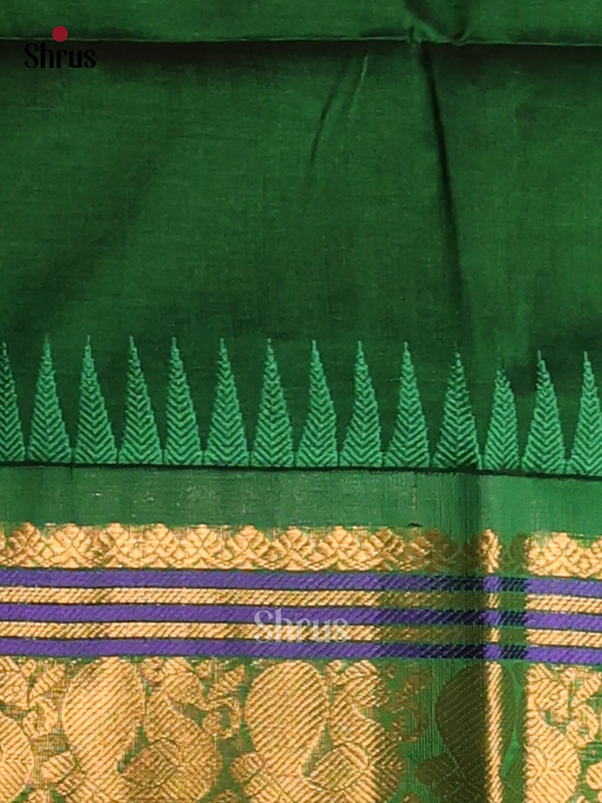 Charming Pink  Silk Cotton Saree gleams with gold zari peacock buttas , green zari border - Shop on Shrus.com