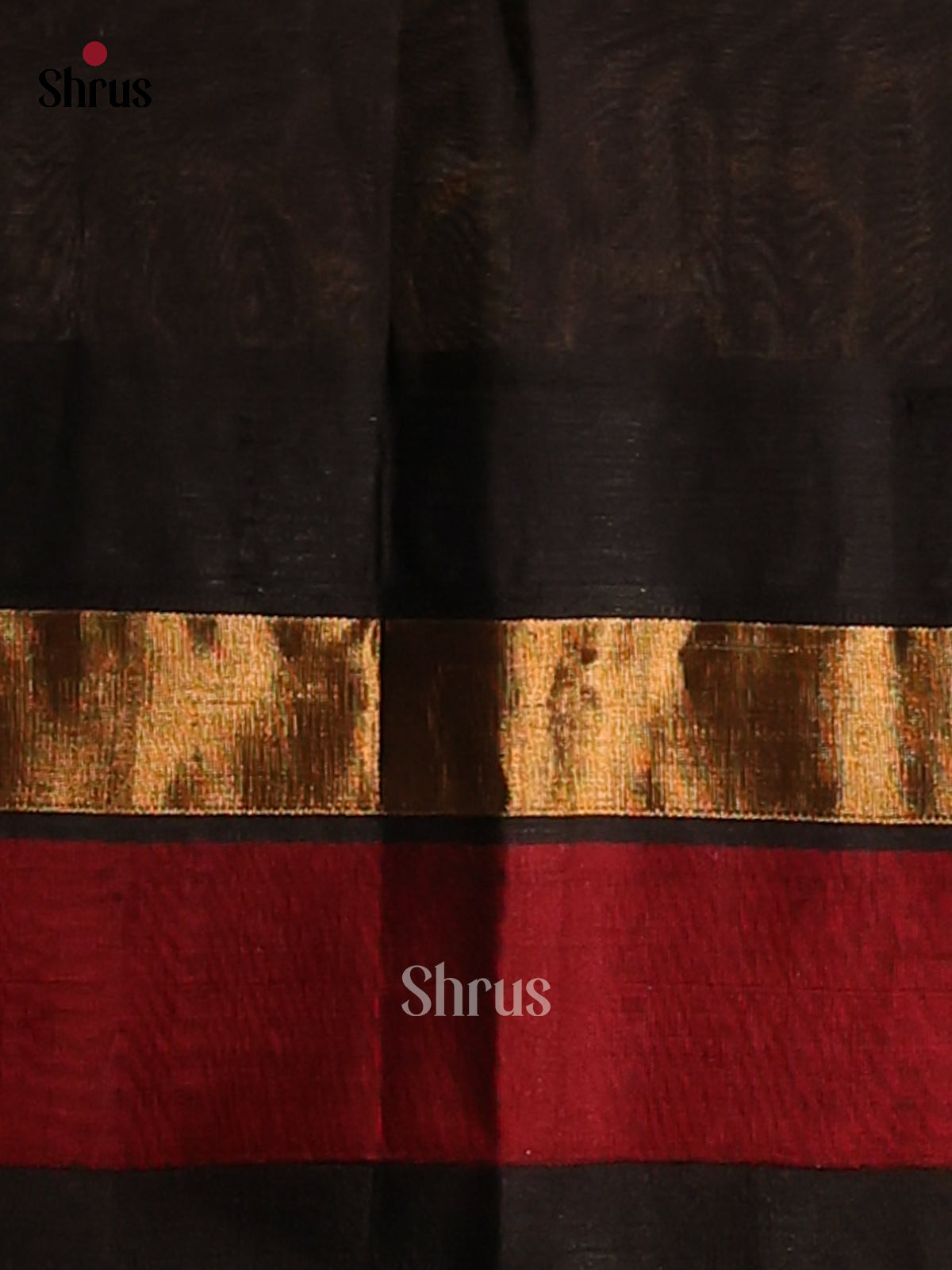 Cream & Black - Silk Cotton Saree - Shop on Shrus.com