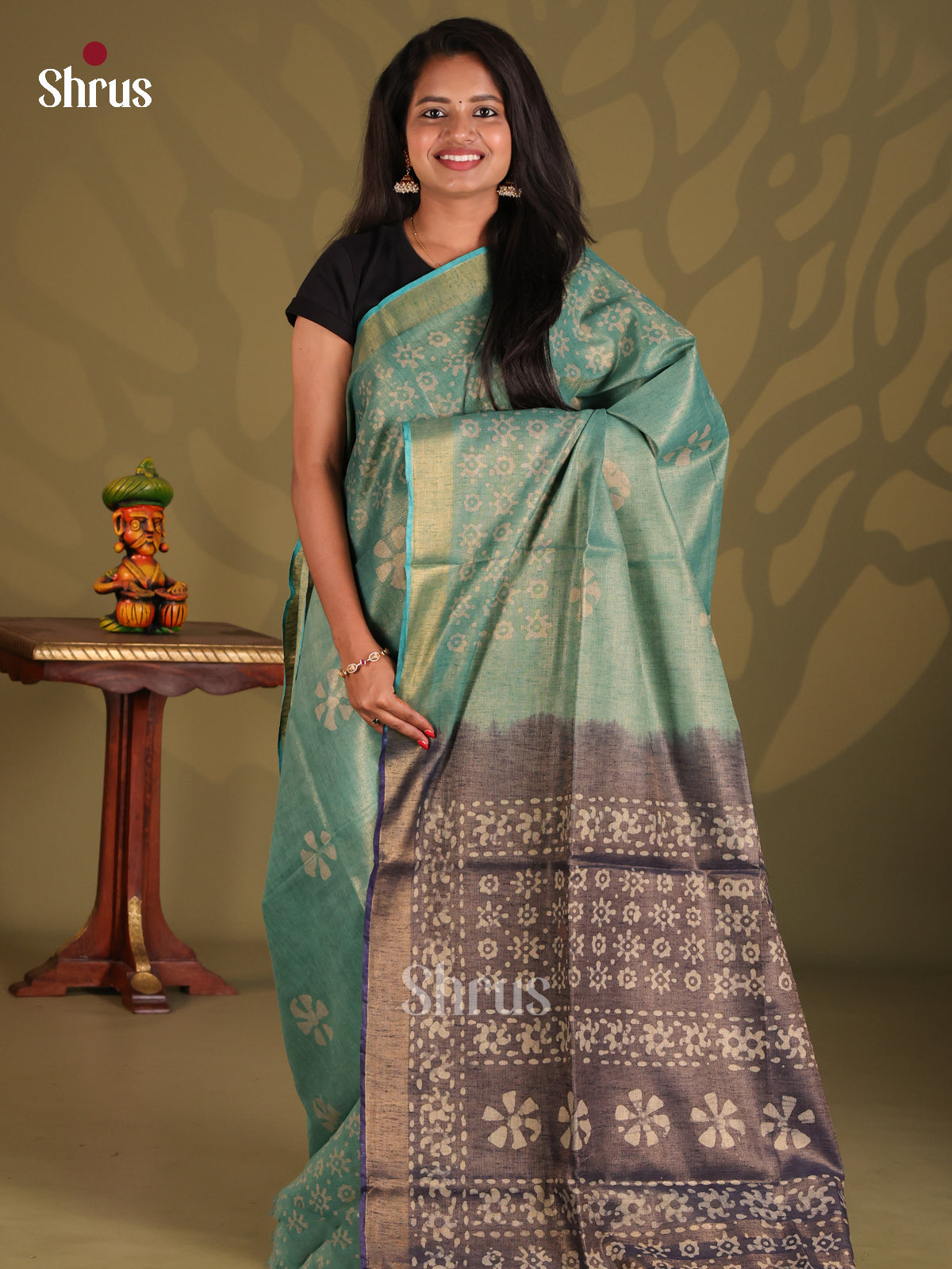 Sky Blue & Purple  - Bhatik Saree - Shop on Shrus.com