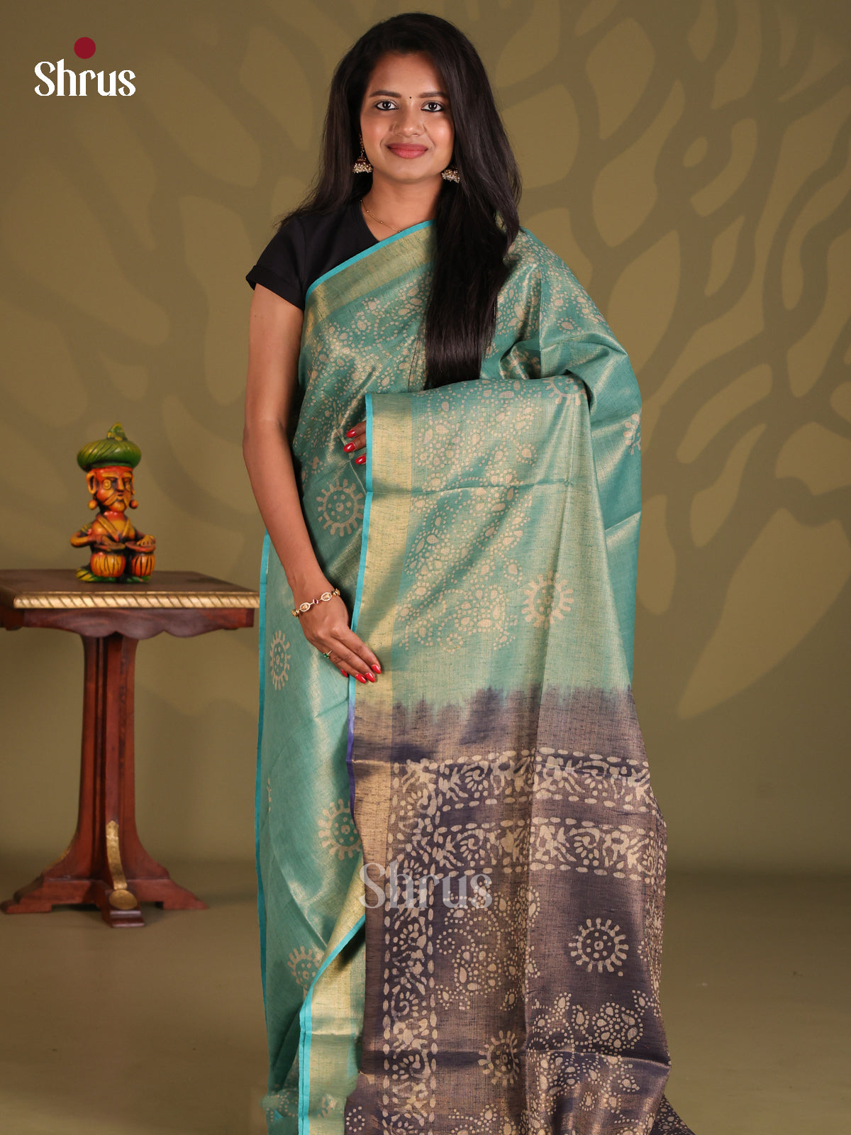 Sky Blue & Purple - Bhatik Saree - Shop on Shrus.com
