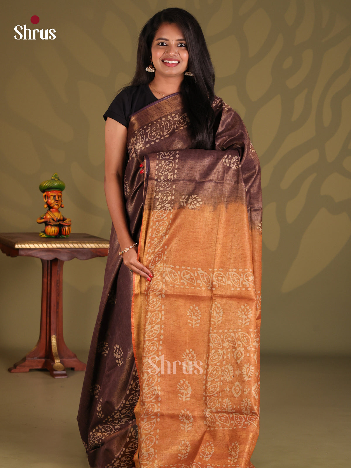 Dark Brown & Brown - Bhatik Saree - Shop on Shrus.com