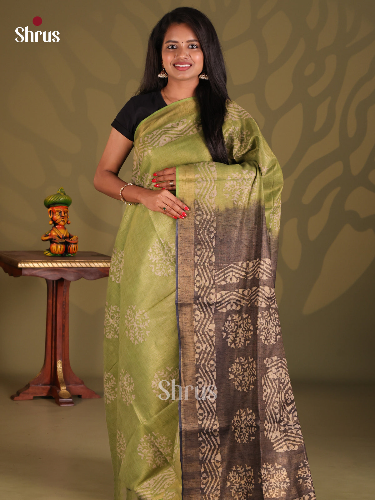 Light Green& Grey - Bhatik Saree - Shop on Shrus.com