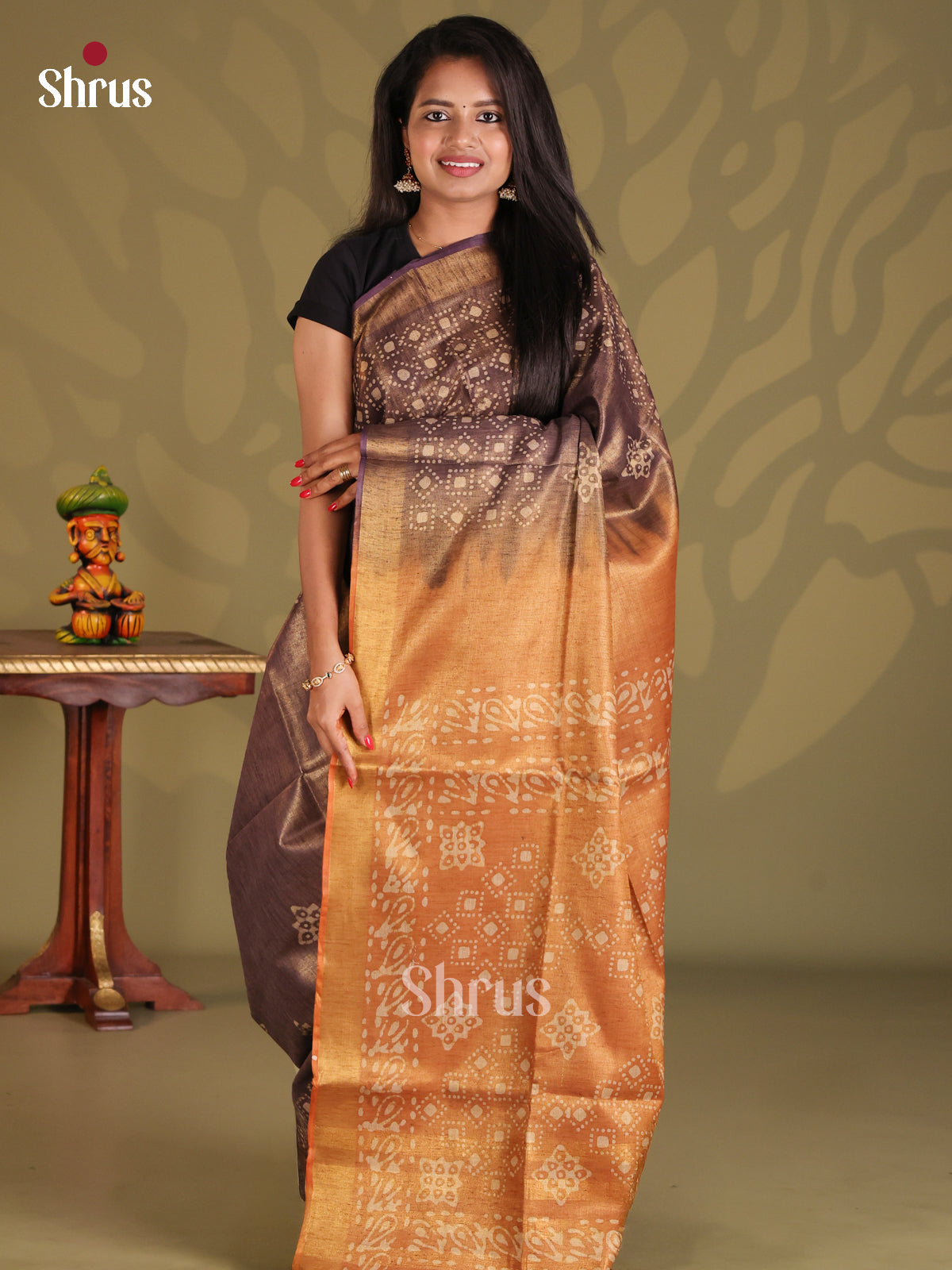 Dark Brown & Brown - Bhatik Saree - Shop on Shrus.com