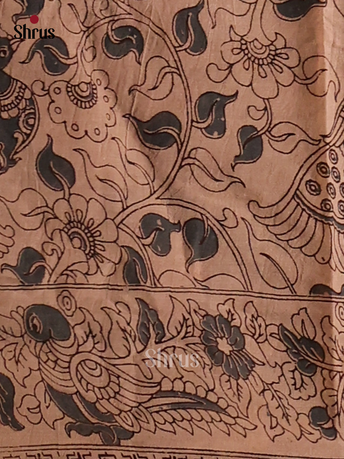 Maroon & Yellow - Kalamkari cotton saree - Shop on Shrus.com