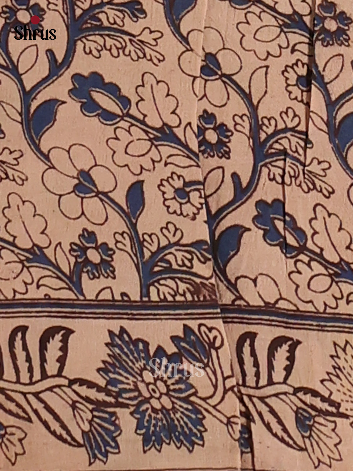 Green with Pink - Kalamkari cotton saree - Shop on Shrus.com