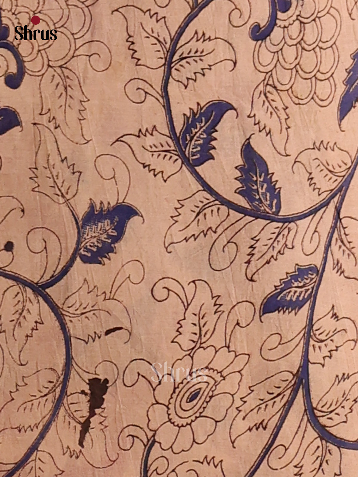 Cream & Pink  - Kalamkari cotton saree - Shop on Shrus.com