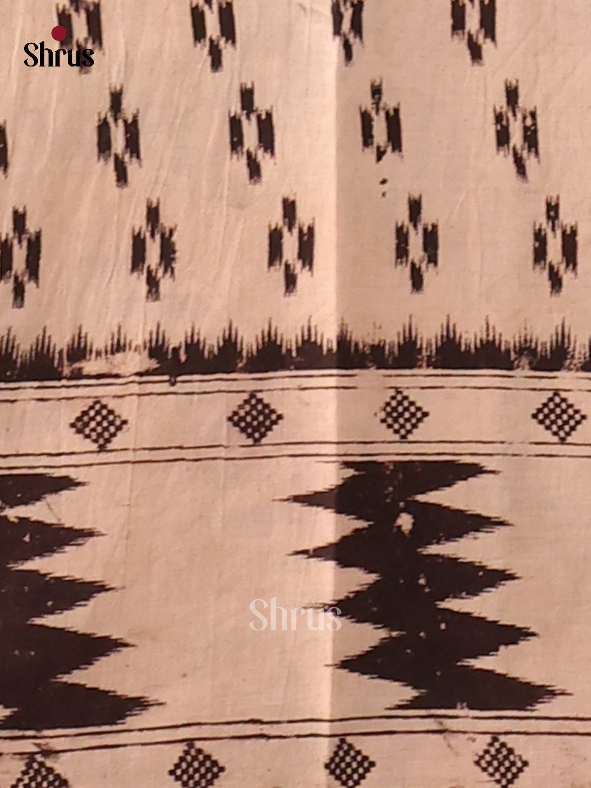 Cream & Blue - Kalamkari cotton saree - Shop on Shrus.com