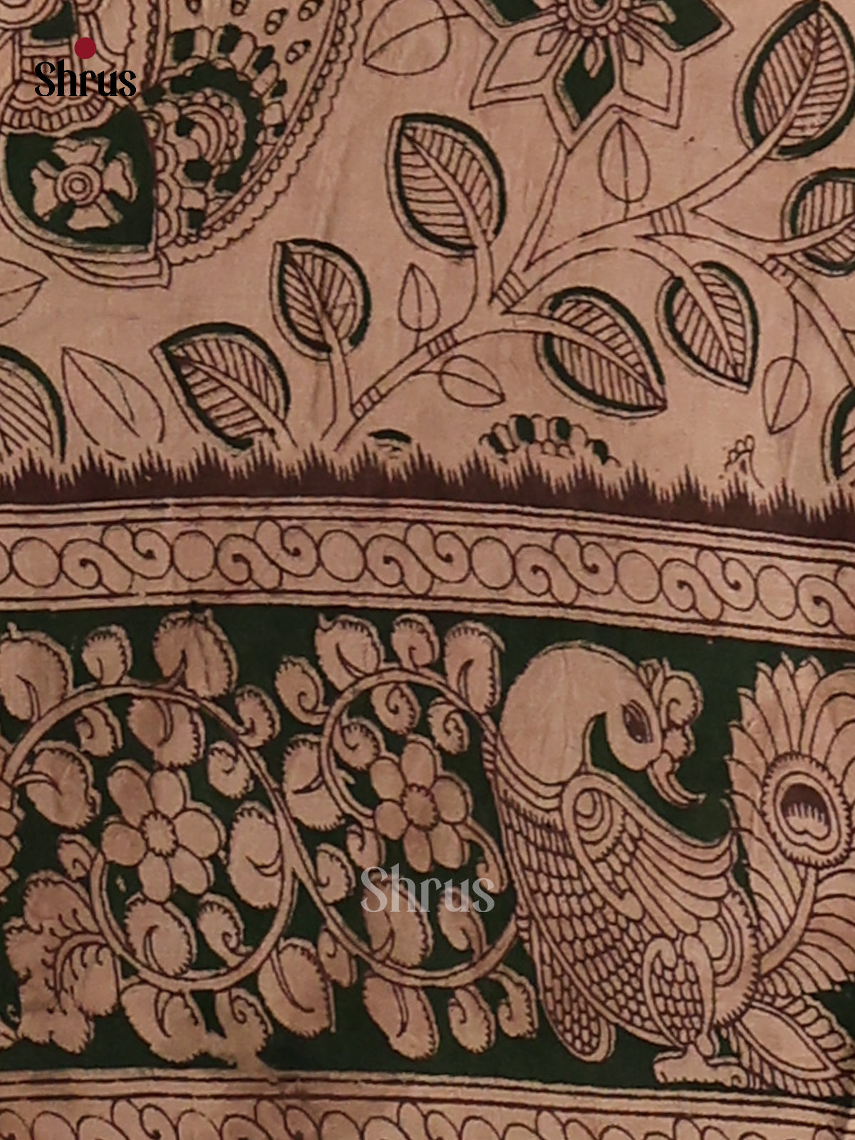 Green & Pink - Kalamkari cotton saree - Shop on Shrus.com