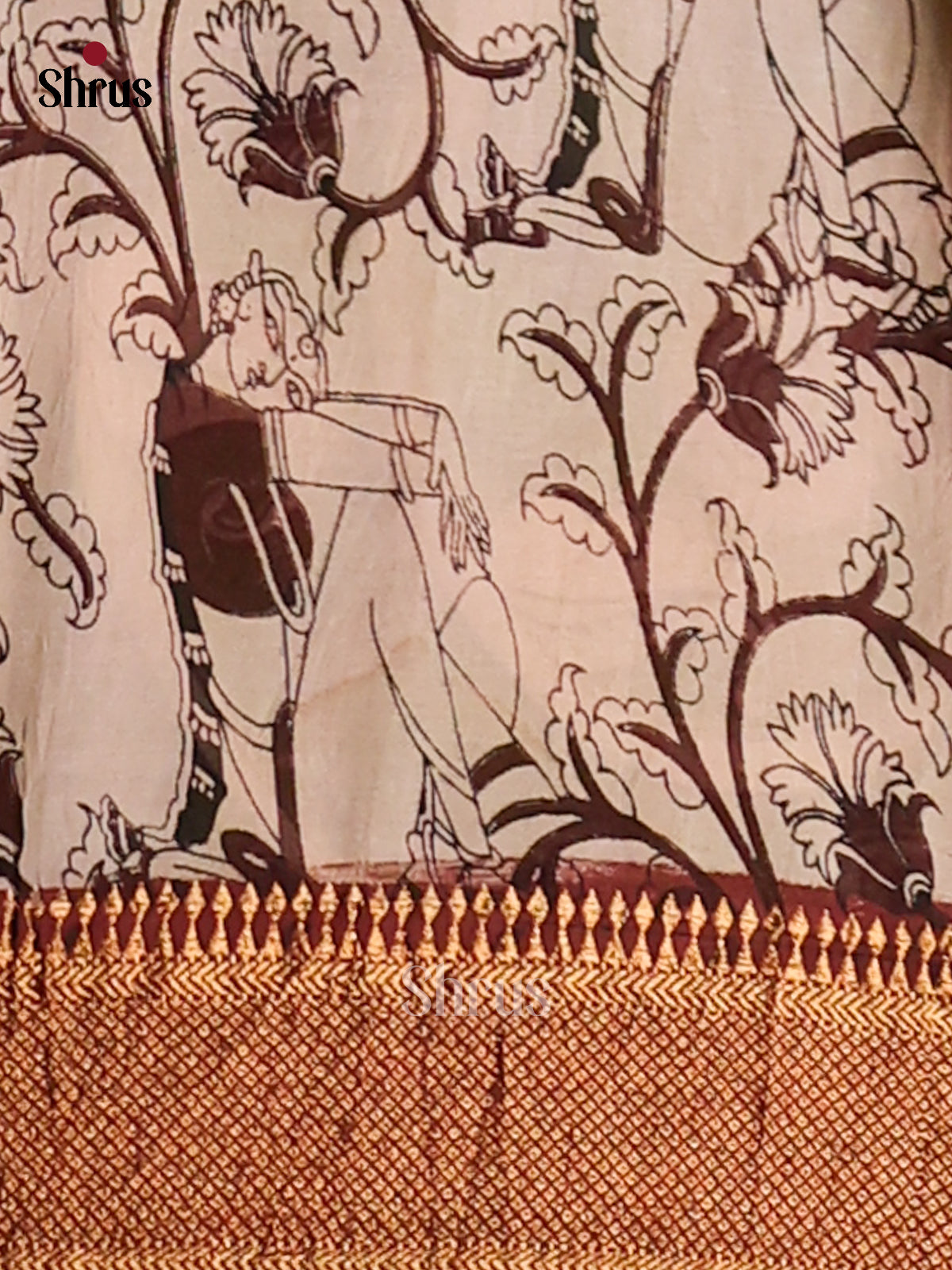 Brown & Maroon - chennur-kalamkari Saree - Shop on Shrus.com