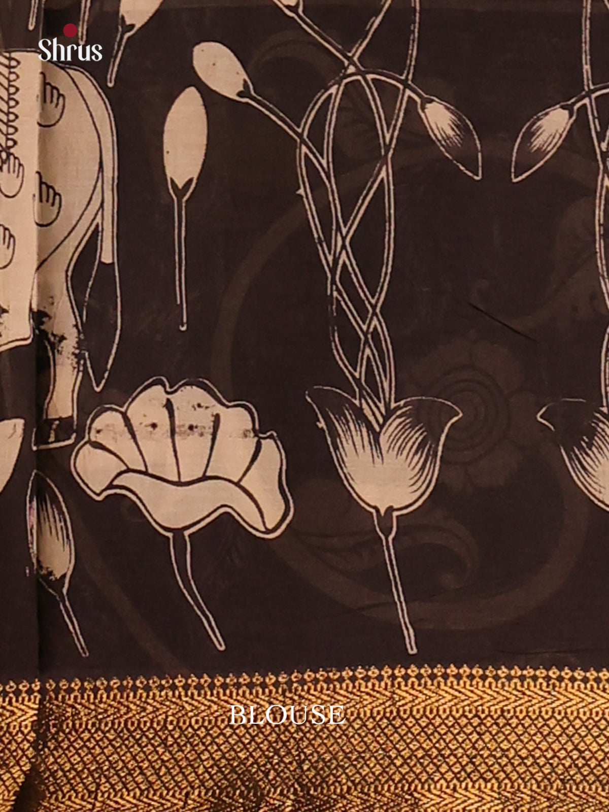 Cream & Black - chennur-kalamkari Saree - Shop on Shrus.com