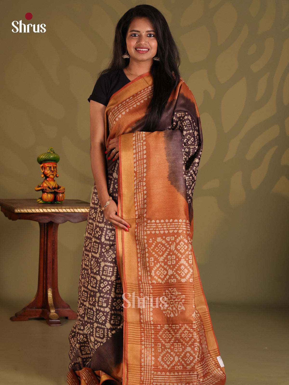 Dark Brown & Brown - Bhatik Saree - Shop on Shrus.com