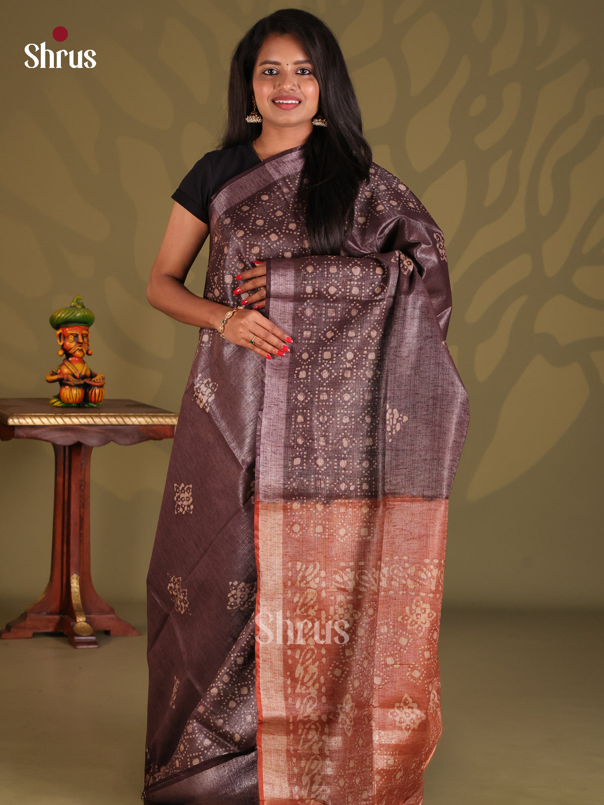 Dark Brown & Brown - Bhatik Saree - Shop on Shrus.com