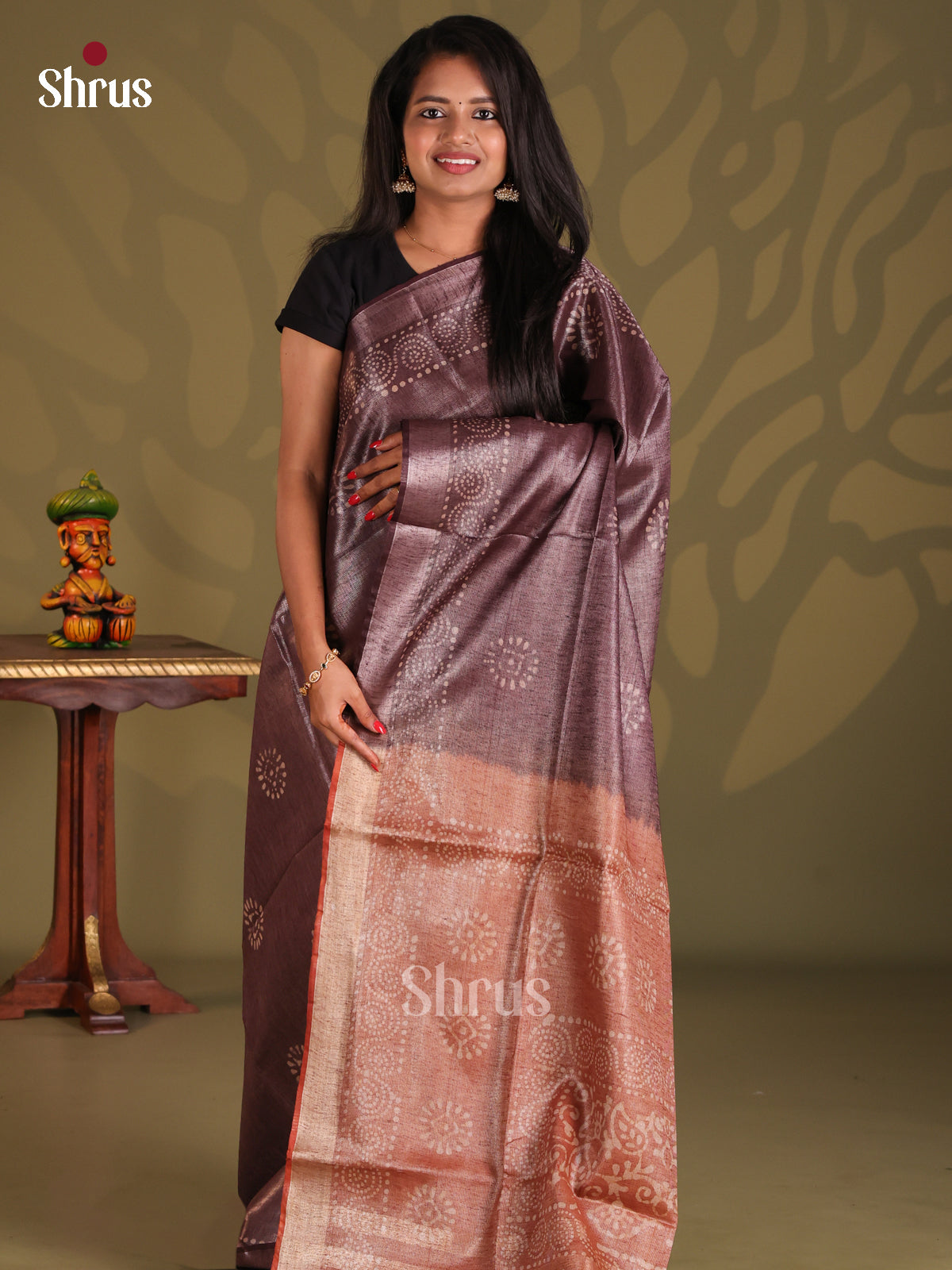 Earthy Brown & Brown- Bhatik Saree - Shop on Shrus.com