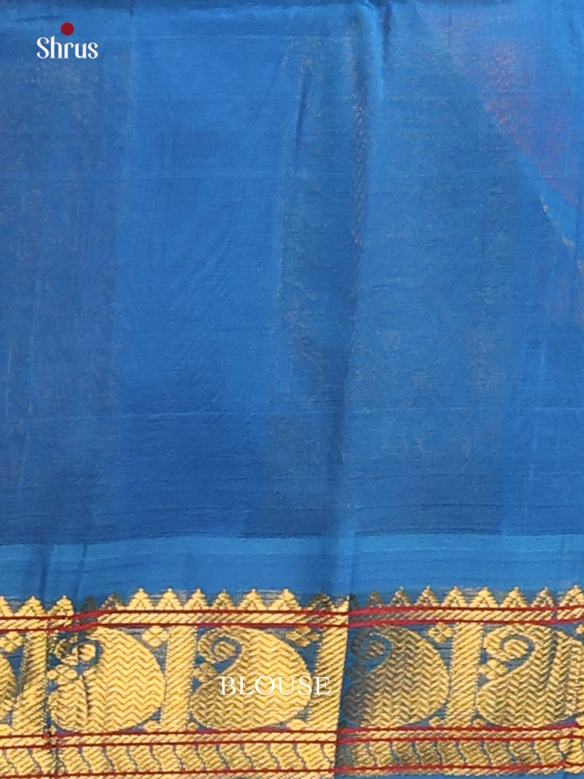 Charming Red & Sky Blue Silk Cotton Saree With Zari Motifs - Shop on Shrus.com
