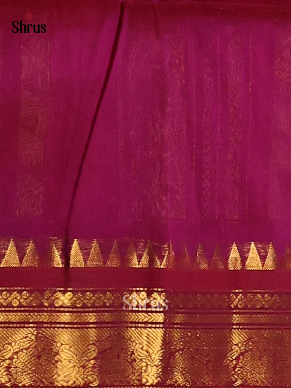Enchanting Orangish Pink Silk Cotton Saree with Zari Checks & Purple Brocade Pallu - Shop on Shrus.com