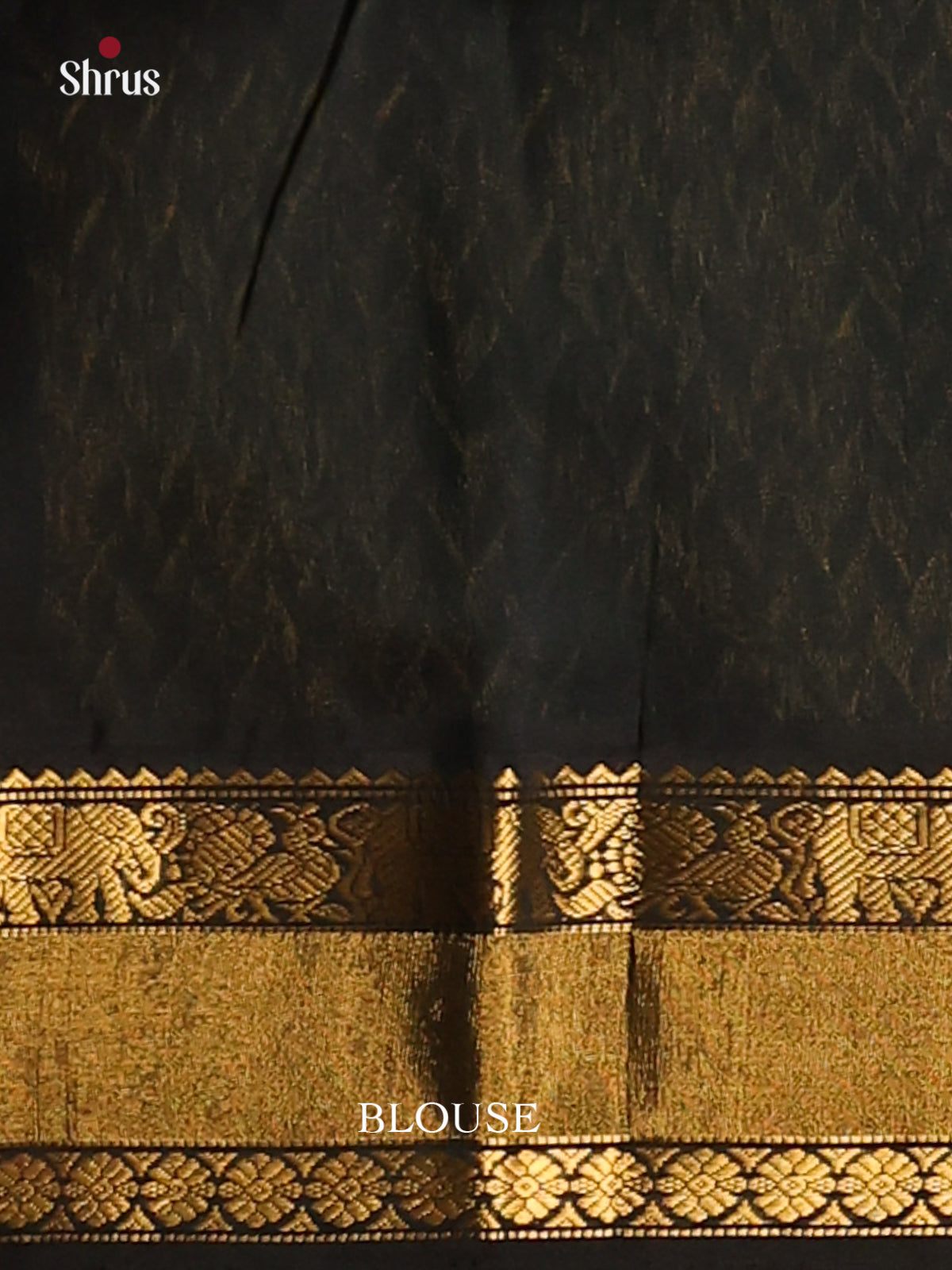 Regal Dusty Brown Silk Cotton Saree with gold zari buttas , black zari wavy striped pallu - Shop on Shrus.com