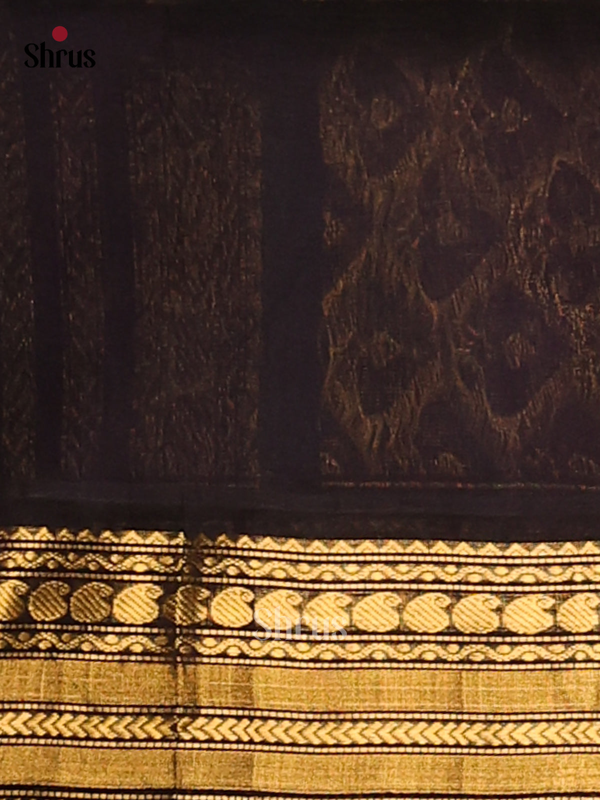 Timeless Blue Silk Cotton Saree with gold zari manga buttas & contrast zari brocade pallu -1