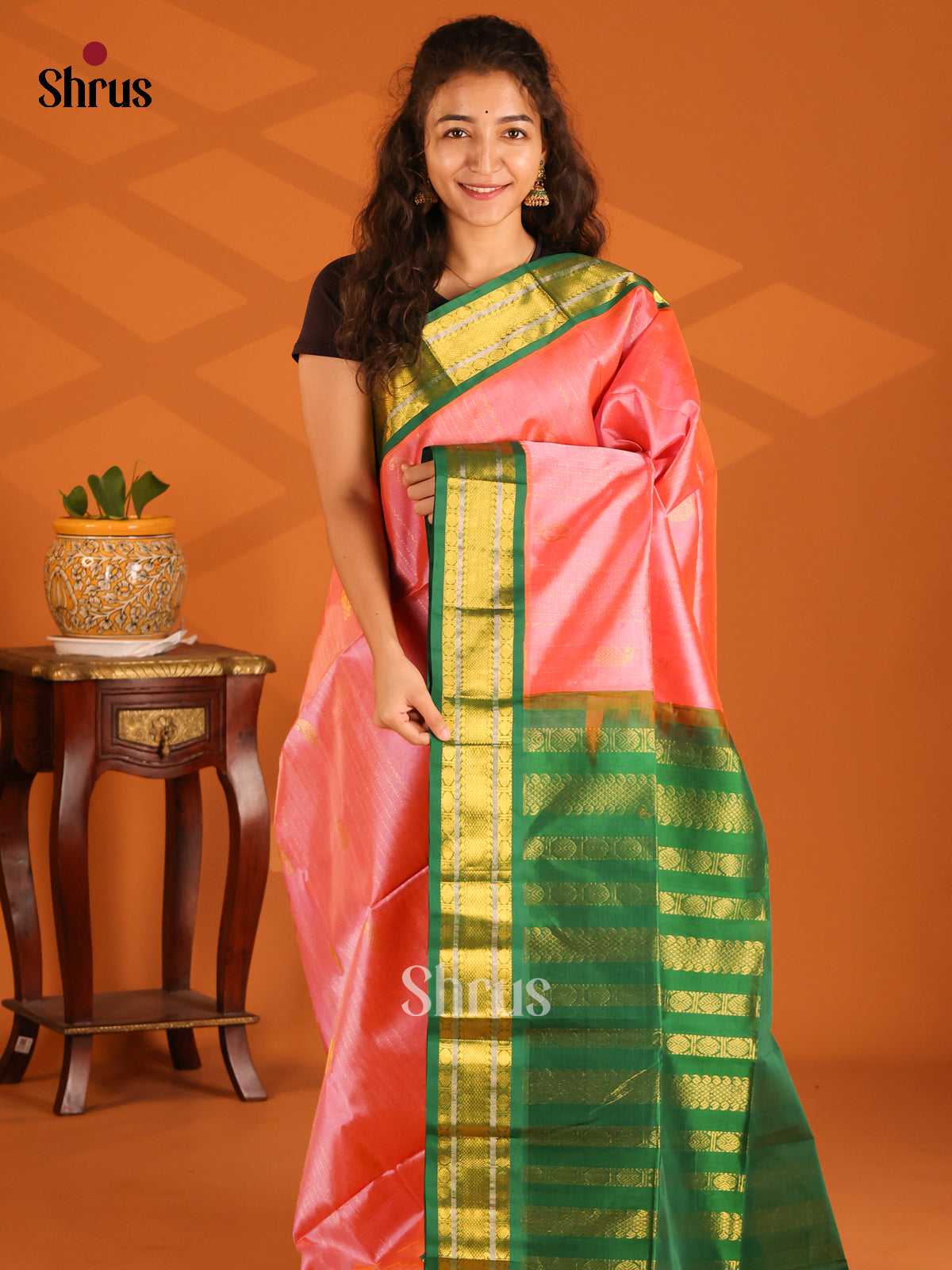 DES28611- Silk Cotton Saree - Shop on Shrus.com