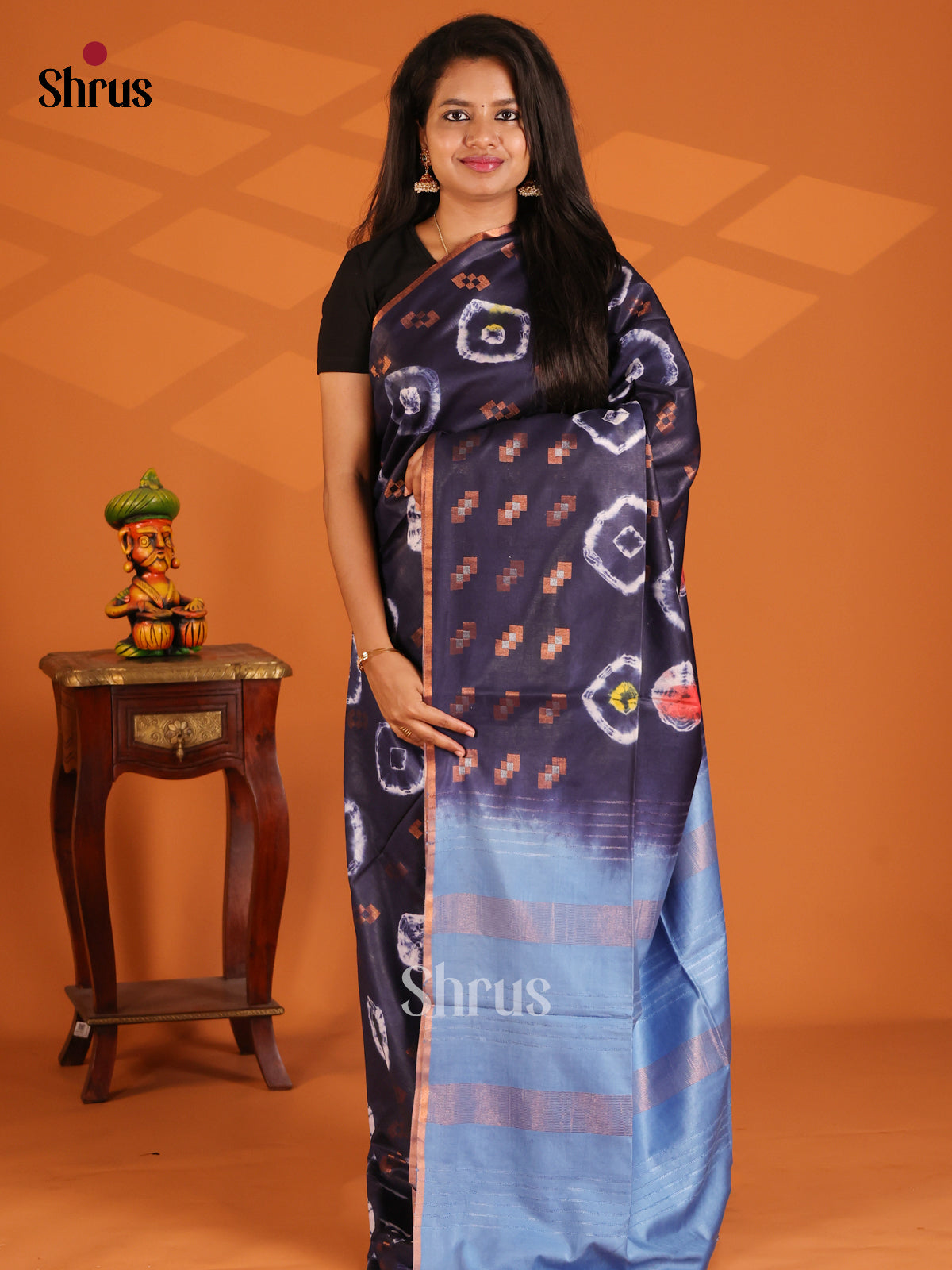 Blue & Lite Blue- shibori saree - Shop on Shrus.com