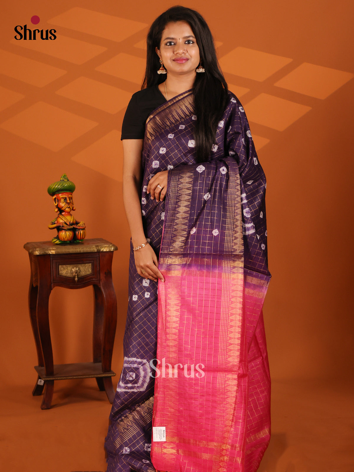 Violet & Pink - shibori saree - Shop on Shrus.com
