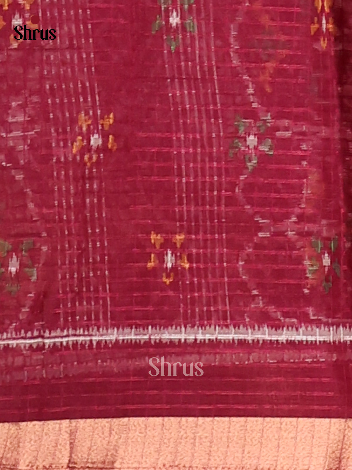 Maroon- Kota Cotton Saree - Shop on Shrus.com