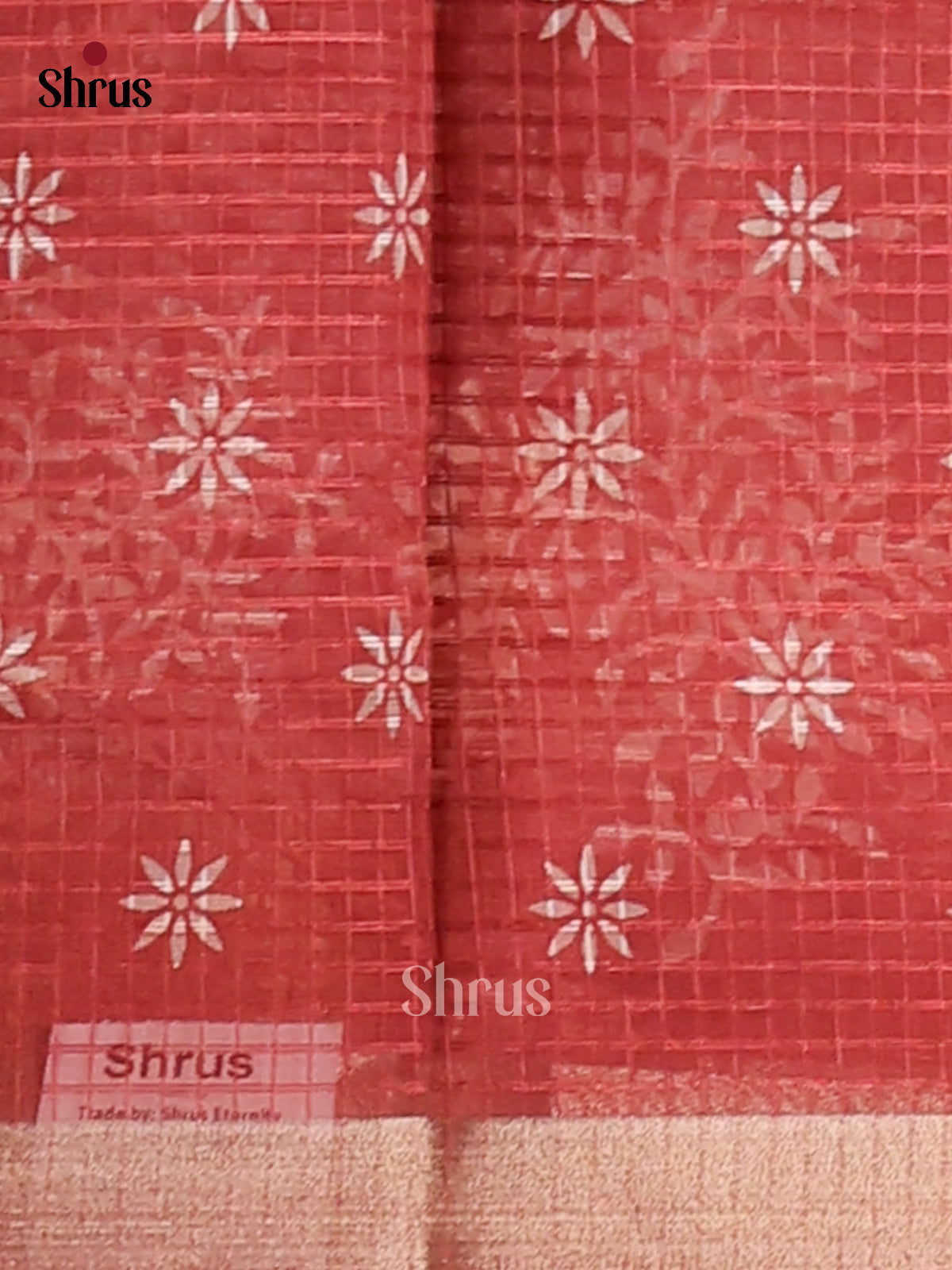 Red - Kota Cotton Saree - Shop on Shrus.com