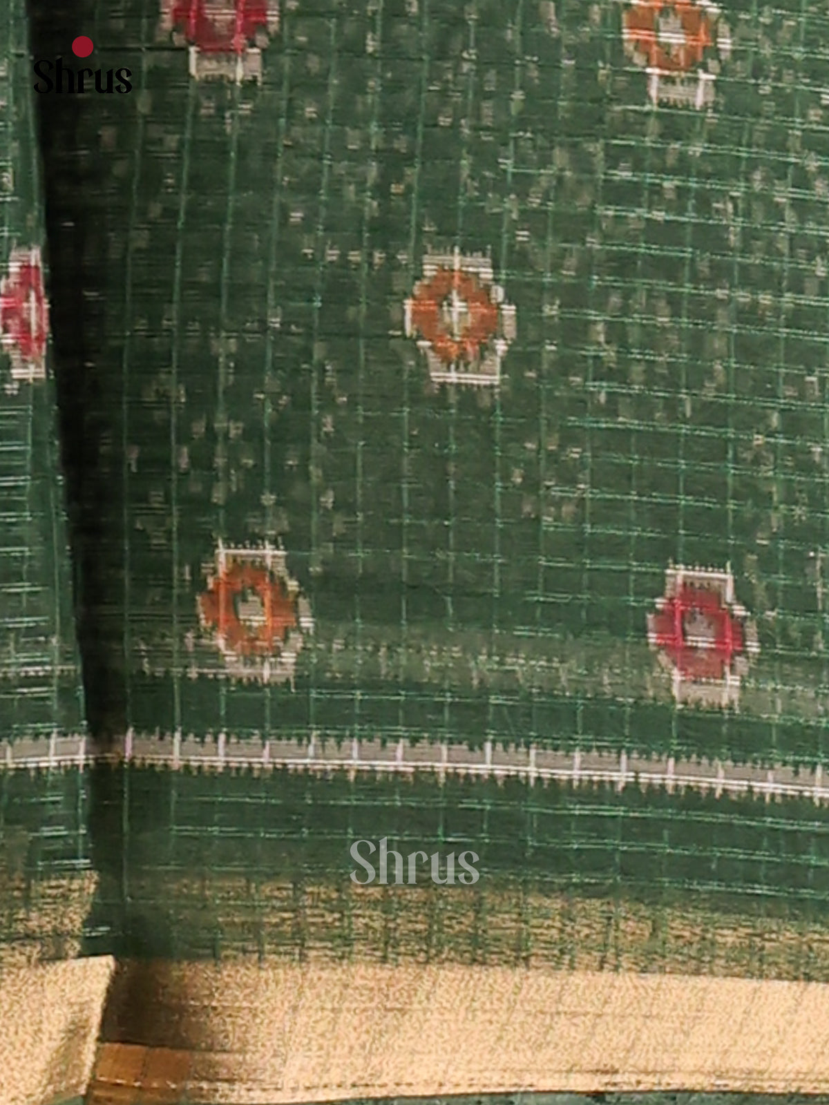 Green- Kota Cotton Saree - Shop on Shrus.com
