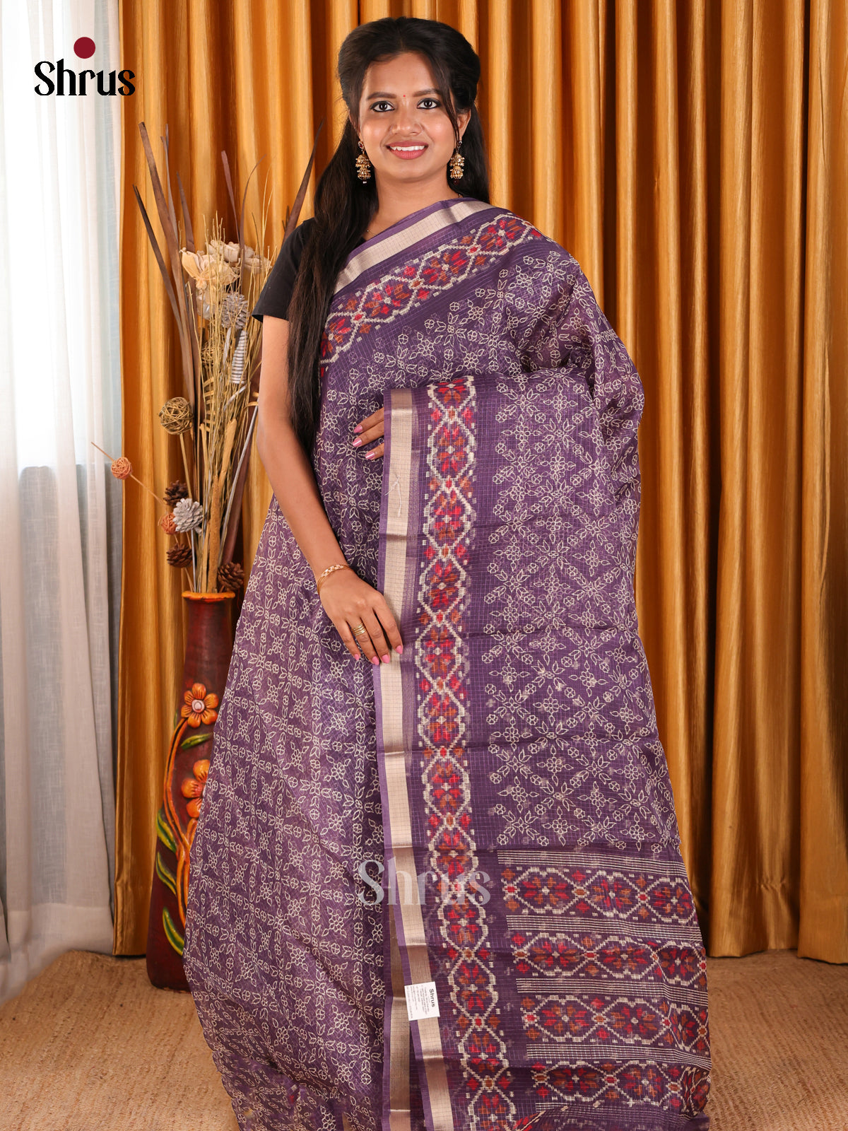 Purple - Kota Cotton Saree - Shop on Shrus.com