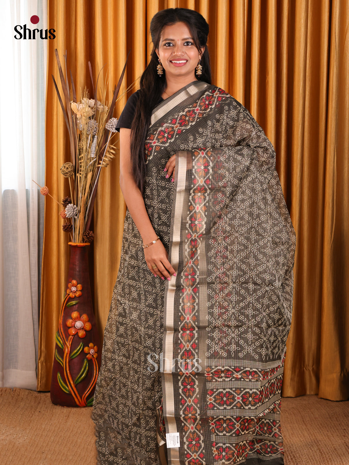 Elephant Grey - Kota Cotton Saree - Shop on Shrus.com
