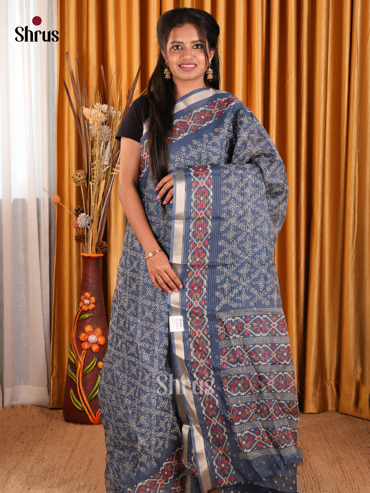 Blue - Kota Cotton Saree - Shop on Shrus.com