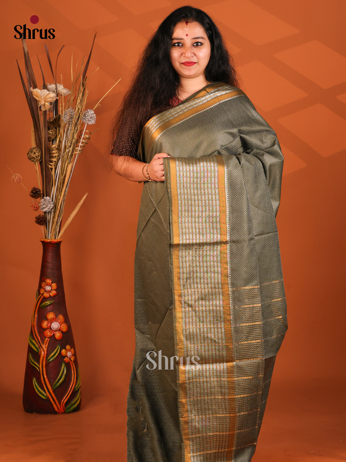 Green - Semi Tussar Saree - Shop on Shrus.com