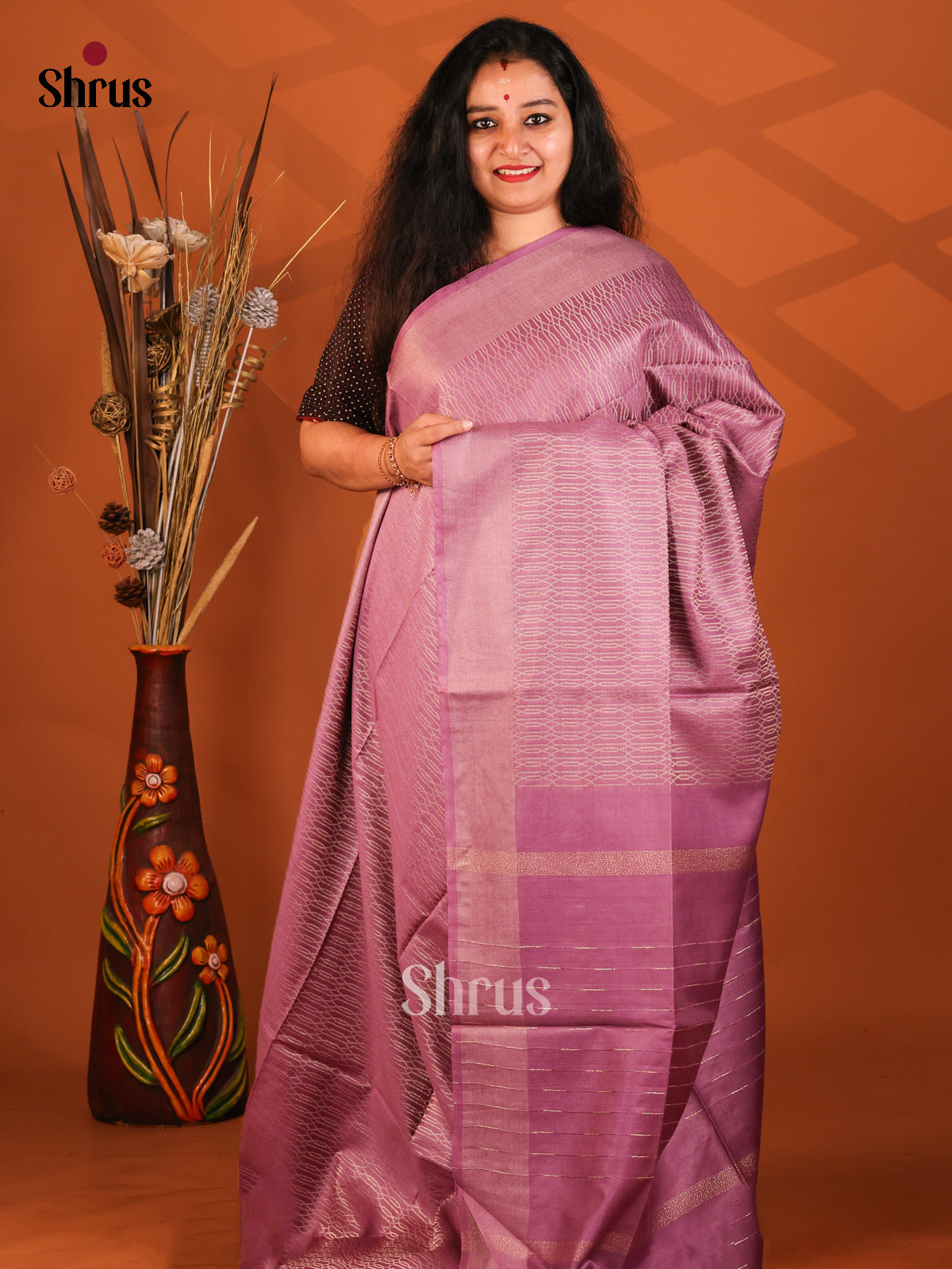 Onion Pink - Semi Tussar Saree - Shop on Shrus.com