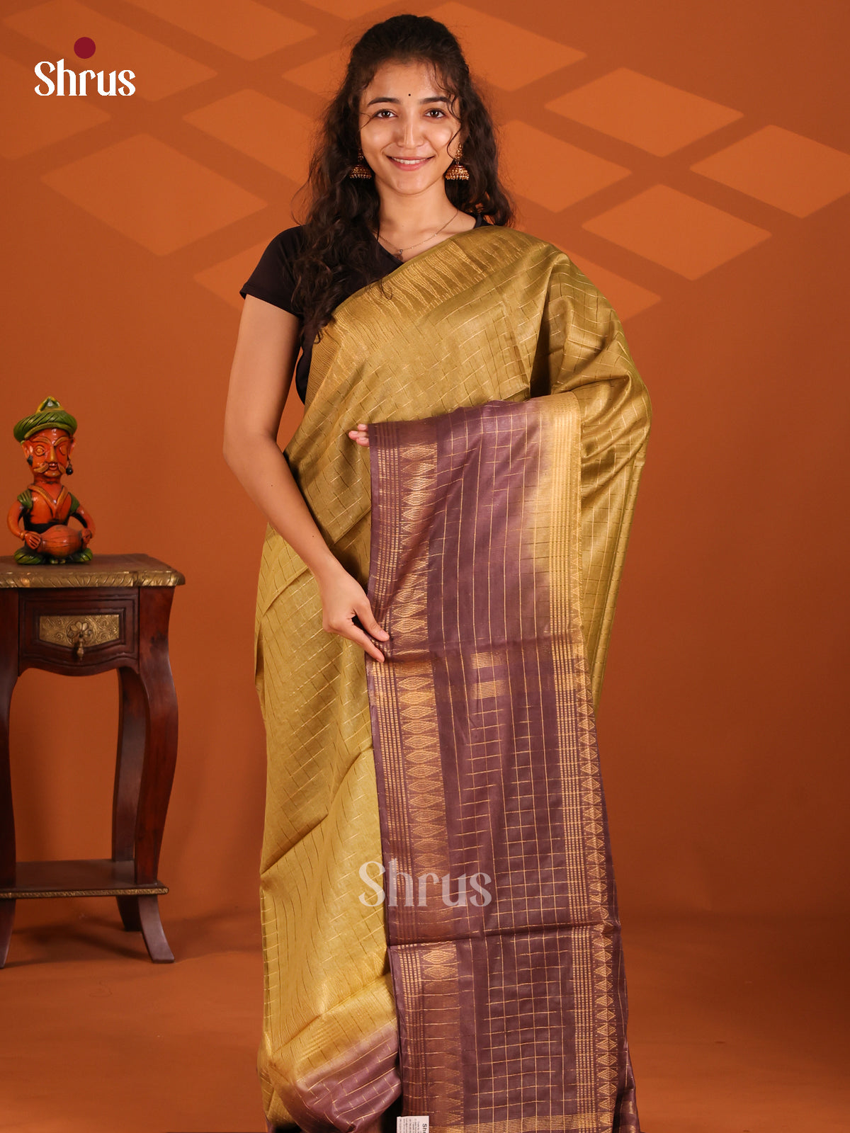 Beige & Brown - Semi Tussar Saree - Shop on Shrus.com