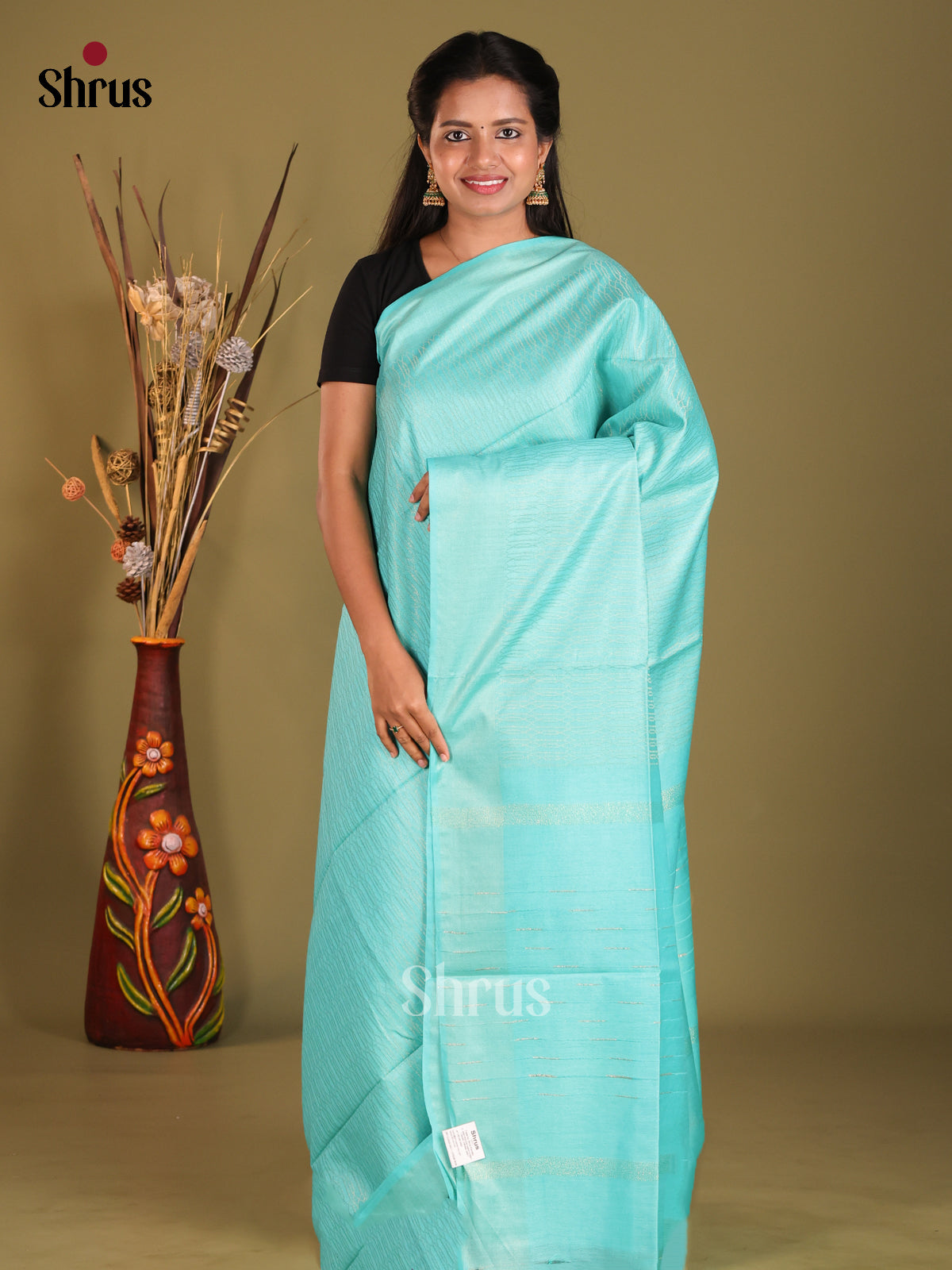 Pastel Blue- Semi Tussar saree - Shop on Shrus.com