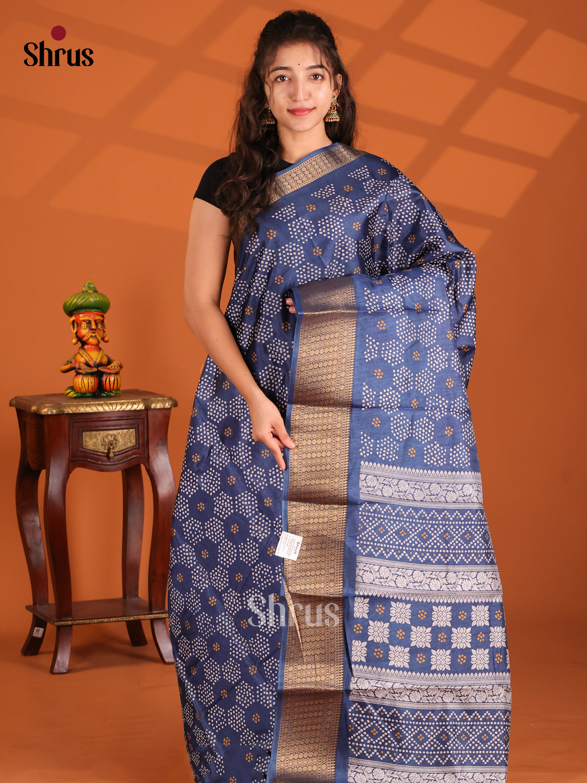 Blue - Semi Crepe Saree - Shop on Shrus.com