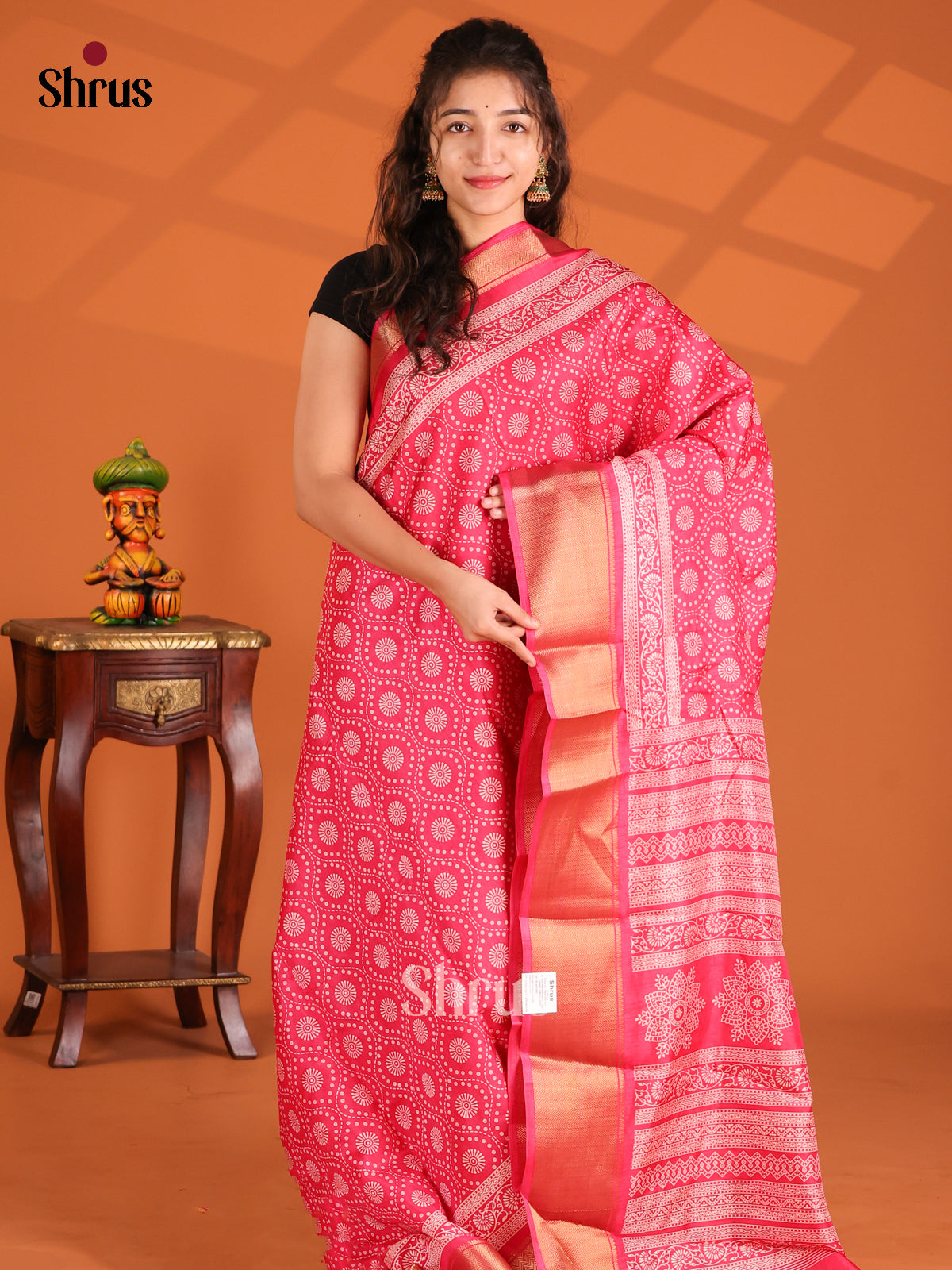 Pink - Semi Crepe Saree - Shop on Shrus.com